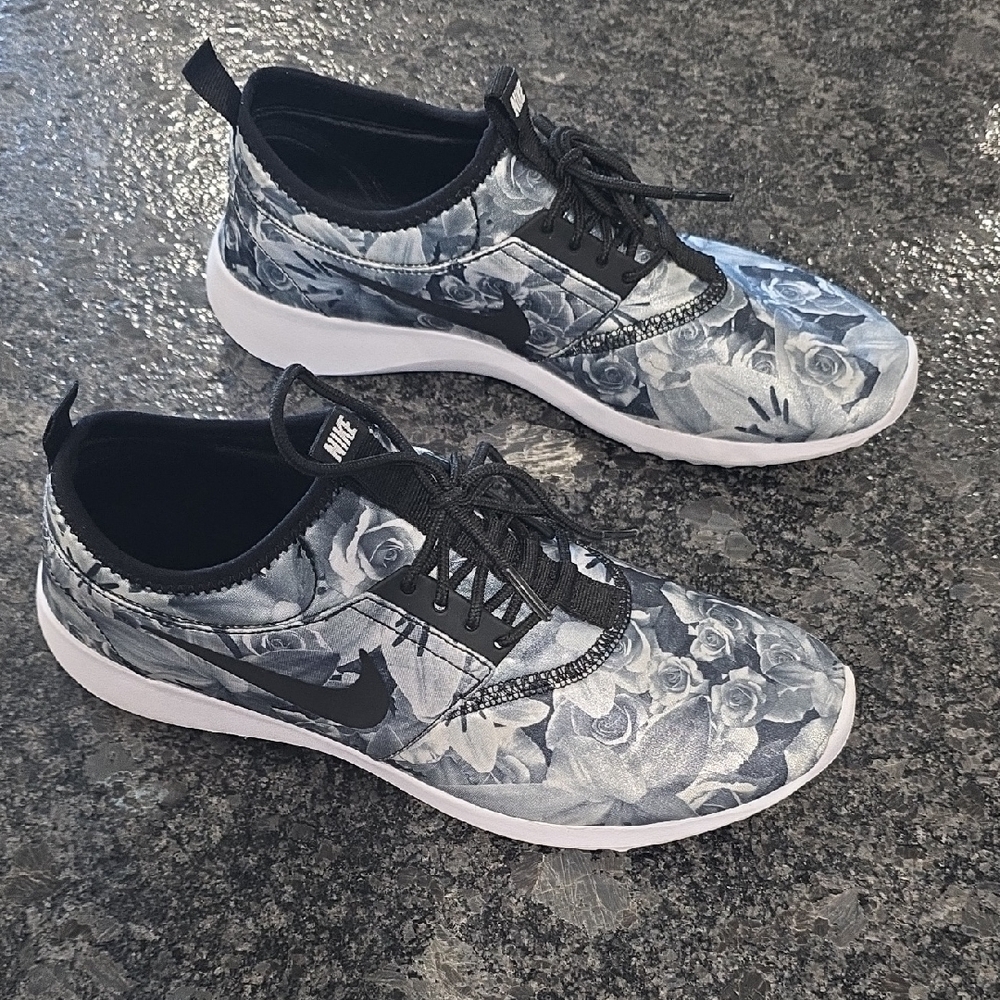 Nike Black and Gray Sneakers with Camo Design